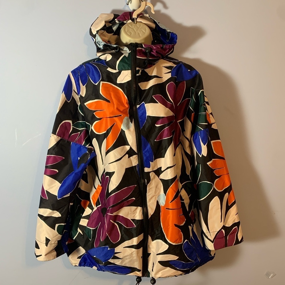 Gorman Multicolor jumbo hooded raincoat Jacket oversized small med orange purple